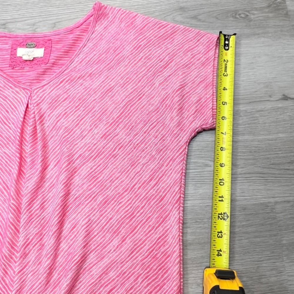 Cupio Womens Twist Front Top Size Medium Pink Striped Short Sleeve Casual Blouse - Picture 7 of 11